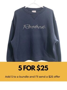 Reebok oversized, navy crew neck sweatshirt.